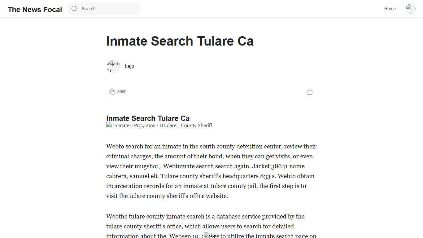 Inmate Search Tulare Ca